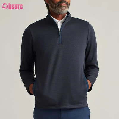 Men's Custom Plus Size Quarter Zip Pullover High Quality Nylon Sport Hoodie with Embroidery Solid Half Zip Design for Winter