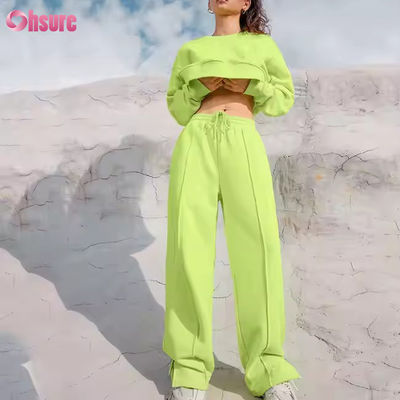 New Casual Sport Gym Jogger Jogging Solid Color Fall Winter Sweatershirt and Pant Two Piece Pants Set Tracksuits for Women