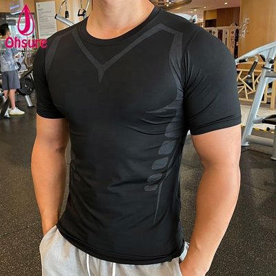 Short Sleeve Close-fitting Sweat Absorption T-shirt Wholesale Custom New Design Men&#39 s Sports Gym Running Sports Casual Woven