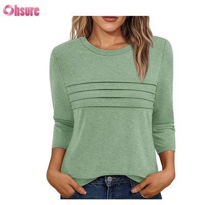 Three Quarter Sleeve Fitness T-shirt Cotton Tops Casual Tees O-Neck  Woman T Shirt Work Sport T-shirt
