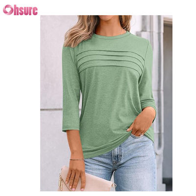 Three Quarter Sleeve Fitness T-shirt Cotton Tops Casual Tees O-Neck  Woman T Shirt Work Sport T-shirt