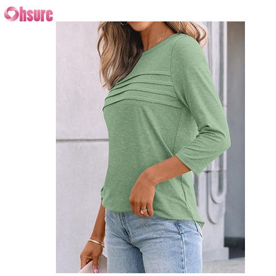 Three Quarter Sleeve Fitness T-shirt Cotton Tops Casual Tees O-Neck  Woman T Shirt Work Sport T-shirt