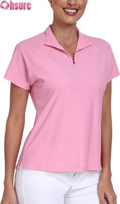 Manufacturer's Women's  Polyester for Polo T-Shirts Breathable Golf Pickleball Tops Custom Logo Short Sleeves Formal Stand