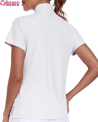 Manufacturer's Women's  Polyester for Polo T-Shirts Breathable Golf Pickleball Tops Custom Logo Short Sleeves Formal Stand