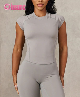 High Quality Women's Shorts Sleeve Hooded Gym Tee Breathable Knitted Shirts Crop Sleeve Design Eco-Friendly XS XXS Available