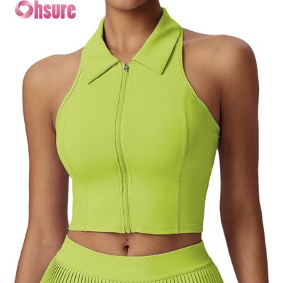 Premium Women's Sports Tops - Moisture-Wicking Yoga Shirt with Fixed Pads, Stand Collar & Slim Fit for Gym, Daily Wear, Golf