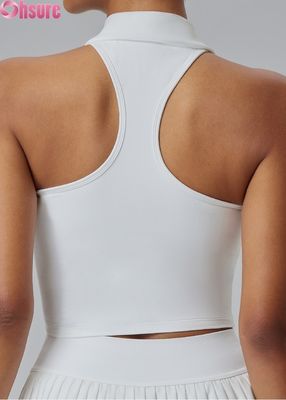 Premium Women's Sports Tops - Moisture-Wicking Yoga Shirt with Fixed Pads, Stand Collar & Slim Fit for Gym, Daily Wear, Golf