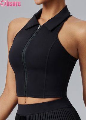Premium Women's Sports Tops - Moisture-Wicking Yoga Shirt with Fixed Pads, Stand Collar & Slim Fit for Gym, Daily Wear, Golf