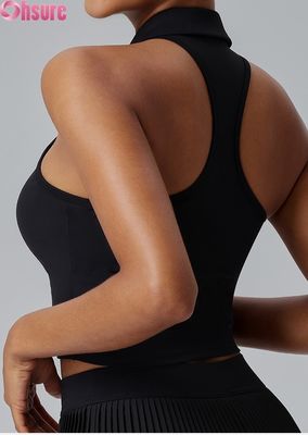 Premium Women's Sports Tops - Moisture-Wicking Yoga Shirt with Fixed Pads, Stand Collar & Slim Fit for Gym, Daily Wear, Golf