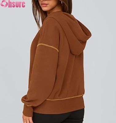 Women's Half Zip Pullover Hoodie | Oversized Fleece Sweatshirt | Custom Logo