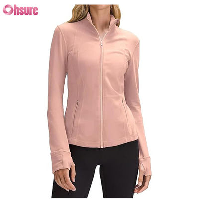 Custom Logo New Fashion Solid Color Pocket Pullover Zip up Leisure Sports Fitness Sweatshirt OEM High Quality for Women