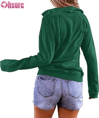 Women's Half Zip Sweatshirt Casual Pullover Fleece Hoodie OEM ODM Manufacturer