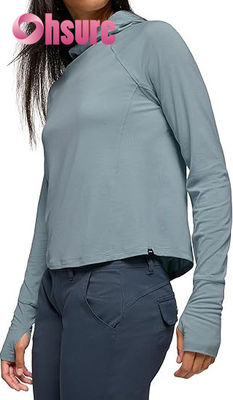 Women's Eco-Friendly Yoga Hoodies Collar Long Sleeve Sweatshirt Knitted Fitness Sports Tops with Front Logo