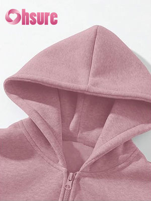 Women's High Quality Fleece Quarter Hoodie with Custom Logo Long Sleeve and Warm Color Letter Printing for Autumn