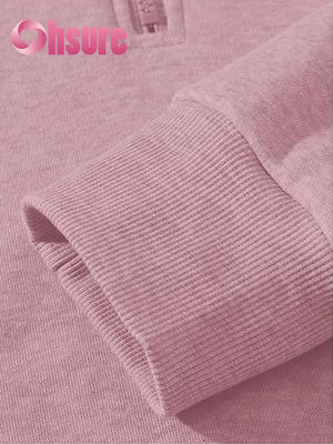 Women's High Quality Fleece Quarter Hoodie with Custom Logo Long Sleeve and Warm Color Letter Printing for Autumn