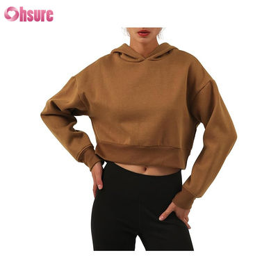 Fitness Wear Women Pullover Tops Organic Cotton Fleece Sport Hoodies Custom logo Women Workout Fitness Hoodies