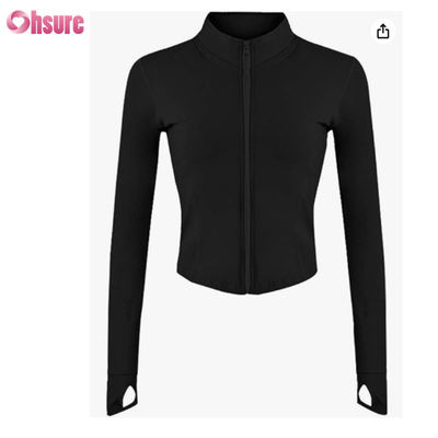 Custom Logo New Fashion Solid Color Pocket Pullover Zip up Leisure Sports Fitness Sweatshirt OEM High Quality for Women