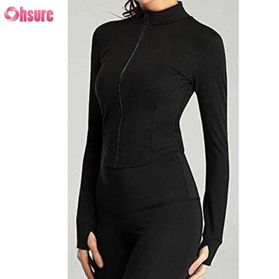 Custom Logo New Fashion Solid Color Pocket Pullover Zip up Leisure Sports Fitness Sweatshirt OEM High Quality for Women