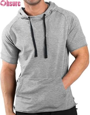 Men's Short Sleeve Hoodie  Casual Pullover Hooded T-shirt OEM ODM Manufacturer