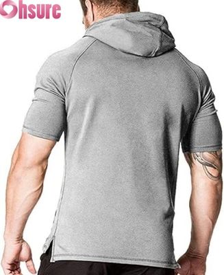 Men's Short Sleeve Hoodie  Casual Pullover Hooded T-shirt OEM ODM Manufacturer