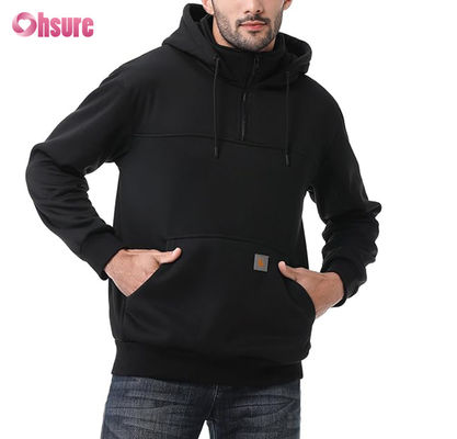 Men's XL Custom Design Heavyweight Quarter Zip Hoodie 100% Cotton French Terry Crew Neck Sweatshirt Winter Style Hooded Solid