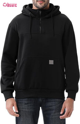 Men's XL Custom Design Heavyweight Quarter Zip Hoodie 100% Cotton French Terry Crew Neck Sweatshirt Winter Style Hooded Solid
