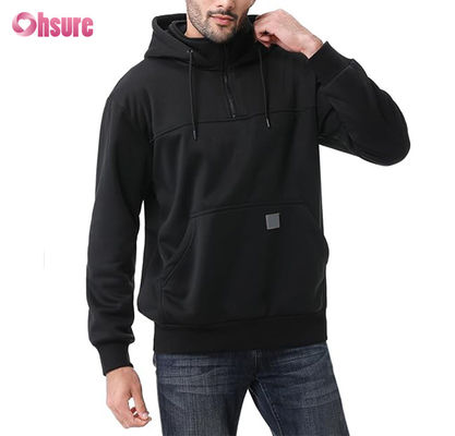 Men's XL Custom Design Heavyweight Quarter Zip Hoodie 100% Cotton French Terry Crew Neck Sweatshirt Winter Style Hooded Solid