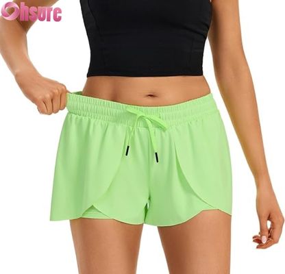 Women's Flowy Skirted Athletic Gym Fitness Shorts 2-in-1 Wrap Running Shorts with Pocket High Waist Sportswear for Yoga Workout