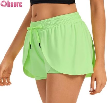 Women's Flowy Skirted Athletic Gym Fitness Shorts 2-in-1 Wrap Running Shorts with Pocket High Waist Sportswear for Yoga Workout