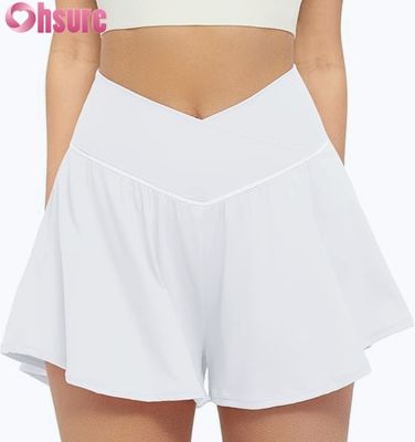 Women's High Waist Athletic Skorts 2-in-1 Flowy Running Shorts Inner Liner Pockets Yoga Tennis Workout Activewear Hot Shorts