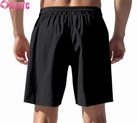 Men's Lightweight Linen Casual Shorts Summer Breathable Beach Sports Loose Fit Mid-Length Elastic Waist Comfortable
