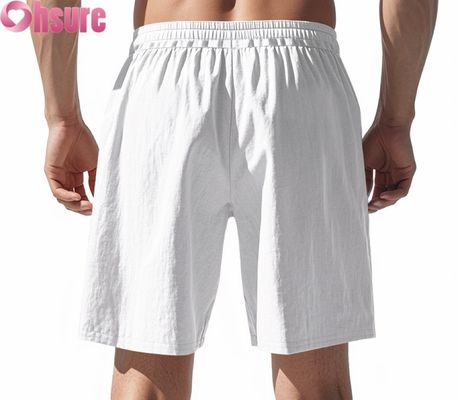 Men's Lightweight Linen Casual Shorts Summer Breathable Beach Sports Loose Fit Mid-Length Elastic Waist Comfortable