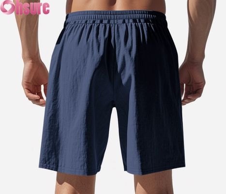 Men's Lightweight Linen Casual Shorts Summer Breathable Beach Sports Loose Fit Mid-Length Elastic Waist Comfortable