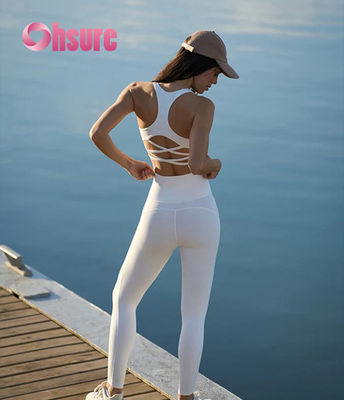 High Waist Flared Gym Leggings Solid Pattern Yoga Pants with Cross Waist for Women Fashionable Young Girl's Sports Leggings