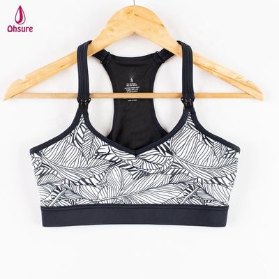 2021 New Nylon Spandex Women's Nursing-Friendly Activewear Wire-Free Breastfeeding Bra Maternity Sports Bra for Motherhood
