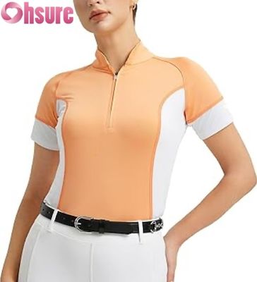Wholesale Custom Equestrian Competition Shirt for Women  Breathable Riding Show Tops Short Sleeve Horse Riding Apparel