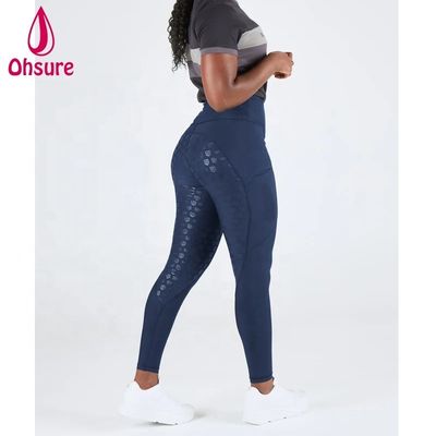 Navy Blue Winter Silicone Horse Riding Pants Tights Women Horse Riding Jodhpur Equestrian Legging Breeches With Pocket