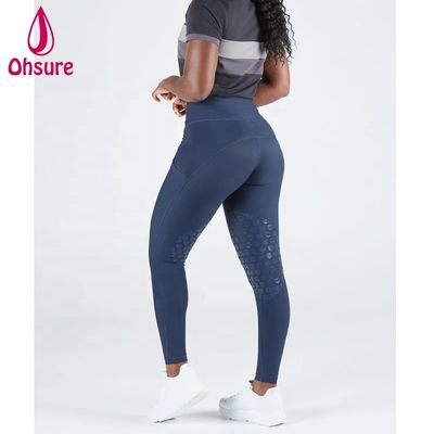 Navy Blue Winter Silicone Horse Riding Pants Tights Women Horse Riding Jodhpur Equestrian Legging Breeches With Pocket