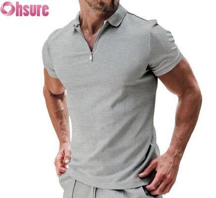 Men's Summer Casual Short Sleeve for Polo T-Shirt Cotton Waffle Knit Fabric Sustainable and Blank Design