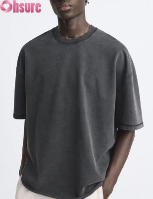 Custom Heavyweight T-Shirt for Men - Washed Cotton Vintage Streetwear, Oversized Drop Shoulder Design, Bulk Order Available