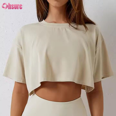 2025 Loose Quick Dry Running Workout Gym Top Fitness Training Yoga Clothing Sport T Shirts Crop Tops for Women
