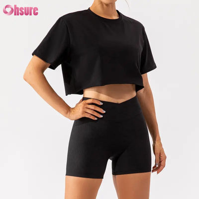 Custom Oversize Sport Crop Top Women T-Shirt New Arrival Soft Quick Dry Lightweight Women Dance Running Short Sleeve Top