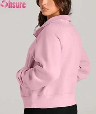 Custom Women's Half Zip Cropped Fleece Pullover Hoodie | Fall Fashion Quarter Zip Sweatshirt 2025