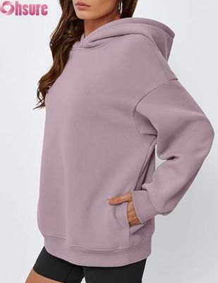Women Oversized Fleece Hoodie  Solid Color Pullover Sweatshirt with Pocket | Casual Winter Warm Wear | OEM ODM Available