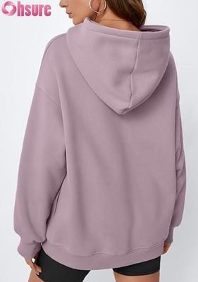 Women Oversized Fleece Hoodie  Solid Color Pullover Sweatshirt with Pocket | Casual Winter Warm Wear | OEM ODM Available