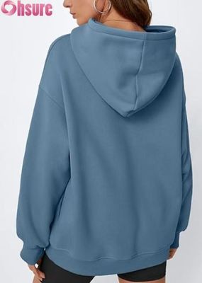 Women Oversized Fleece Hoodie  Solid Color Pullover Sweatshirt with Pocket | Casual Winter Warm Wear | OEM ODM Available