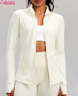 Custom Logo Womens Sports Jacket Breathable Zip-Up Workout Hoodie  Lightweight Activewear Gym Running Jacket for Ladies