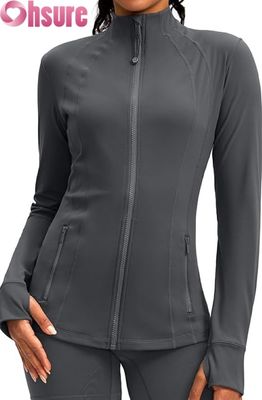 Custom Logo Womens Sports Jacket Breathable Zip-Up Workout Hoodie  Lightweight Activewear Gym Running Jacket for Ladies