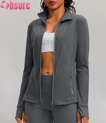 Custom Logo Womens Sports Jacket Breathable Zip-Up Workout Hoodie  Lightweight Activewear Gym Running Jacket for Ladies
