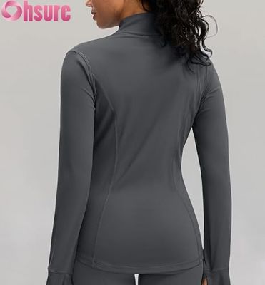 Custom Logo Womens Sports Jacket Breathable Zip-Up Workout Hoodie  Lightweight Activewear Gym Running Jacket for Ladies